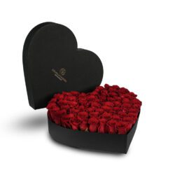 Fresh Roses in a Heart Box