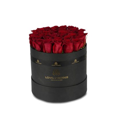 Fresh Roses in a Round Box Medium