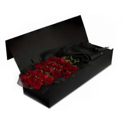 Fresh Roses in a Long Box