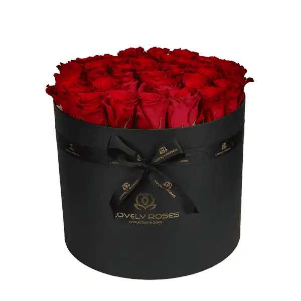 Fresh Roses in a Round Box Large